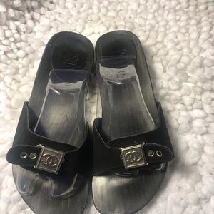 CHANEL CC Log Vintage Clogs